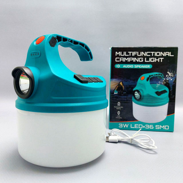 Кемпинговый фонарь-лампа с встроенной Bluethooth колонкой 3W LED + 36SMD Multifunctional camping light XQ-Y08 (зарядка USB, 4 режима работы)